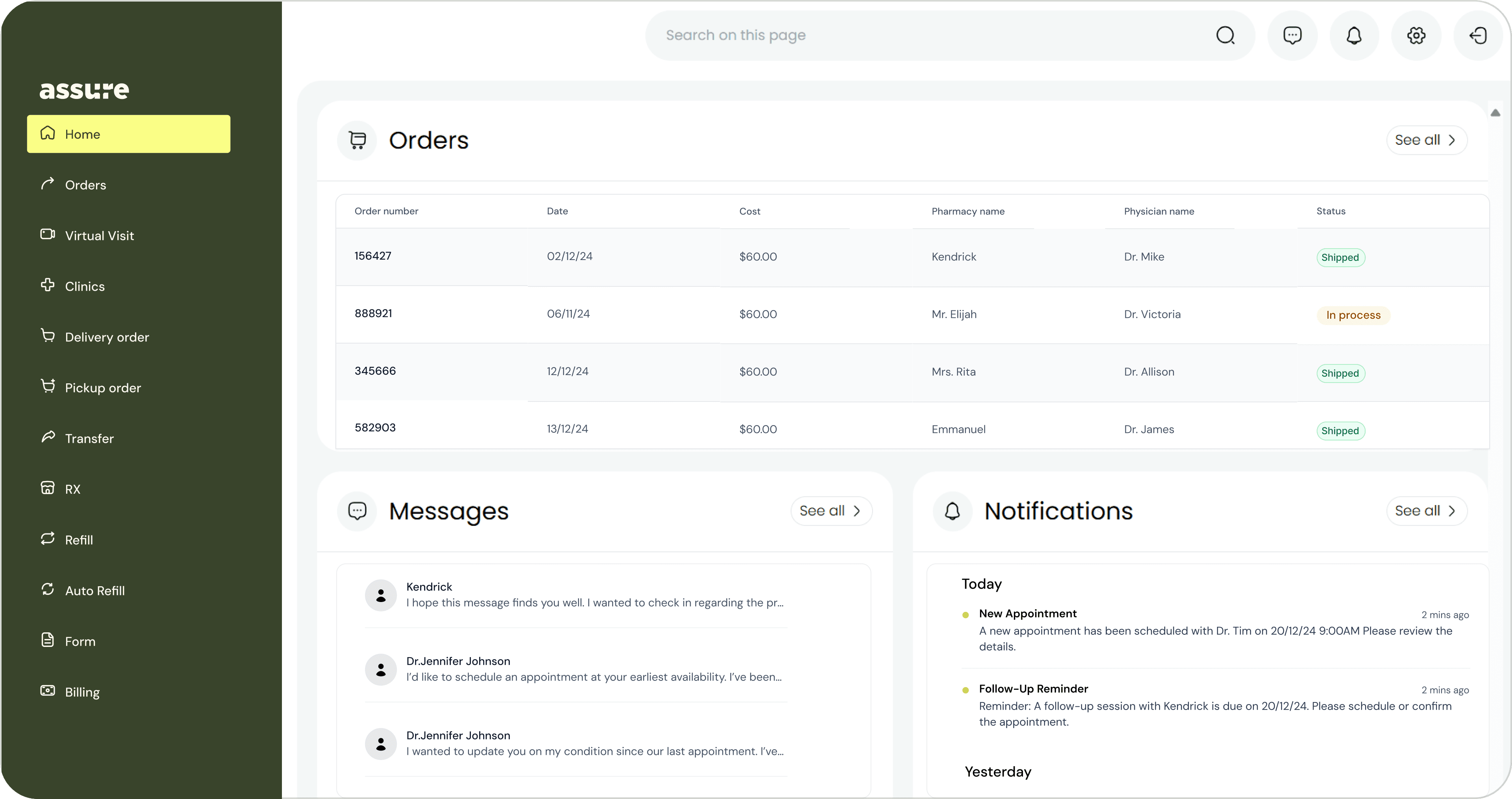 patient dashboard